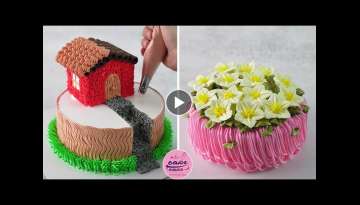 Small House Birthday Cake and Flowers Cake for Lover