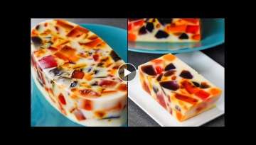 Broken Glass Jelly Pudding | Easy No-Bake Jelly Dessert | Milk & Jelly Pudding Dessert