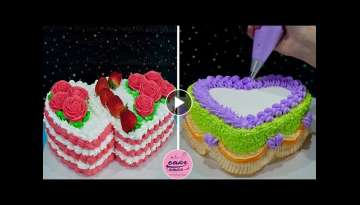 Colorful Heart Cake Decorating Ideas For Weeding Anniversary