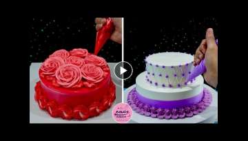 Purple Rose Double Layer Wedding Anniversary Cake Decorating Tutorials