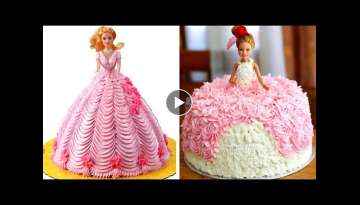 Quick & Beautiful Princess Cake Design Tutorial | Barbie Doll Dress Cake Decorating Ideas