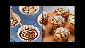 MARBLE CUPCAKES RECIPE | SUPER SOFT & FLUFFY MARBLE CUPCAKE RECIPE | CHOCOLATE SWIRL CUP CAKE REC...