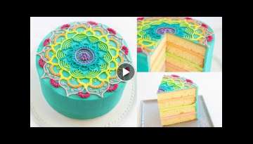 Rainbow Mandala Buttercream Cake Decorating Tutorial - CAKE STYLE