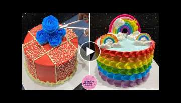 Rainbow Color Cake Decorating Tutorials For Beginners
