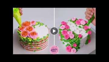 Amazing Rose Garden Cake Tutorials For Birthday | Satisfying Rose Cake Design Video