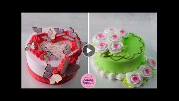 Fancy Heart Cake Decoration With Lots of Butterflies