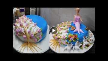 Fancy Birthday Cake Design |Baby Birthday Cake |Doll Cake Design |Jalpari Cake Theme