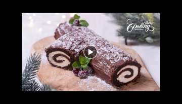 No-Bake Chocolate Biscuit Buche de Noel - No-Bake Yule Log