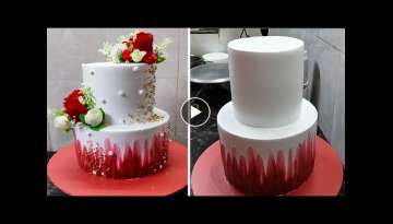 Two Tier Engagement Cake Decorating Ideas |Red Velvet Cake Recipe |Beautiful Flowers Engagement C...
