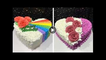 My Favorite Heart Cake Decorating Ideas | So Tasty Cake Decorating Tutorial | Rainbow Cake Recipe...