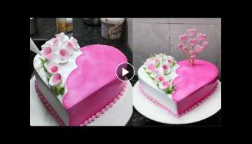 Heart Shape Cake Decorating|Beautiful Flowers Cake Design